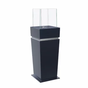 Gulv biopejs med glas – Sort