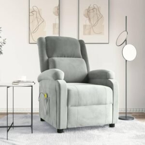 Massagestol velour lysegrå