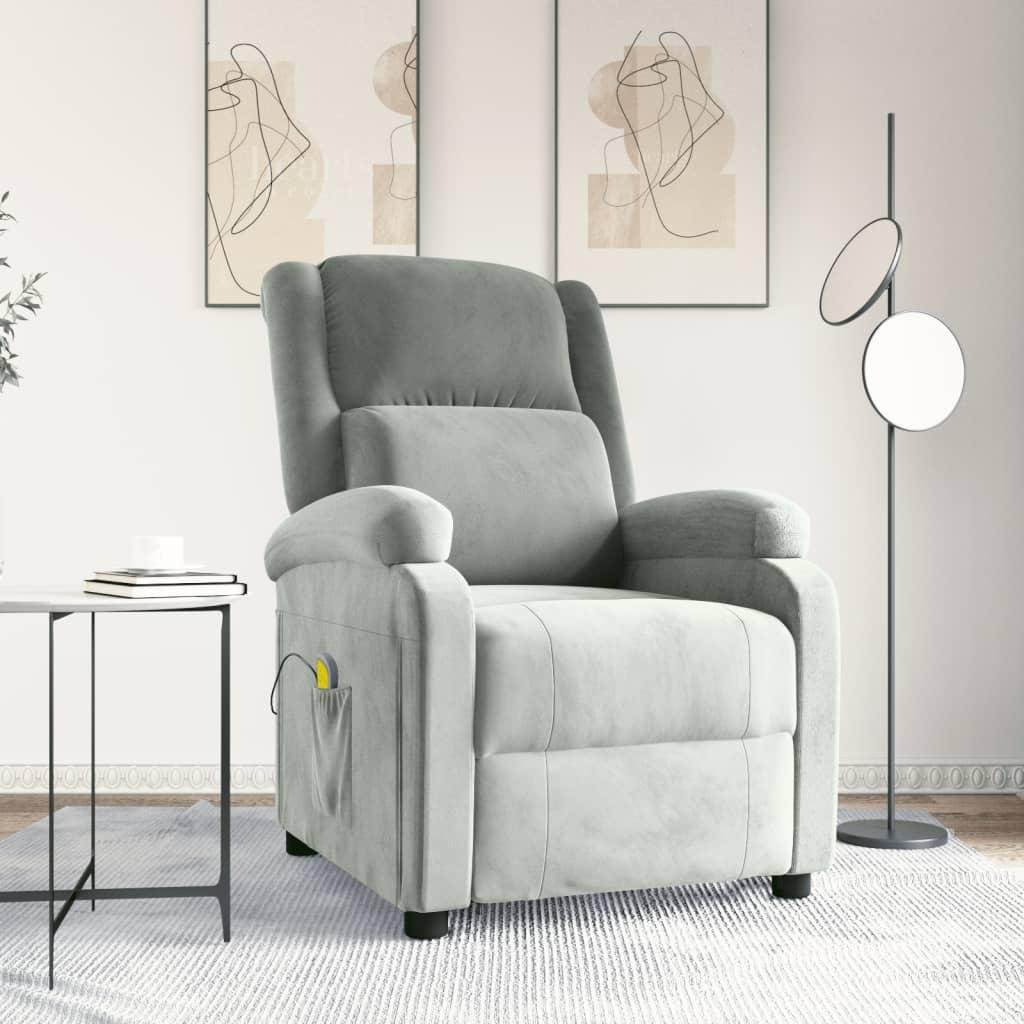 Massagestol velour lysegrå