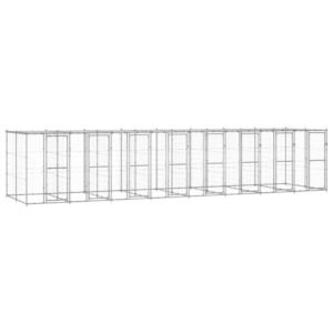 Udendørs hundebur med tag 19,36 m² galvaniseret stål