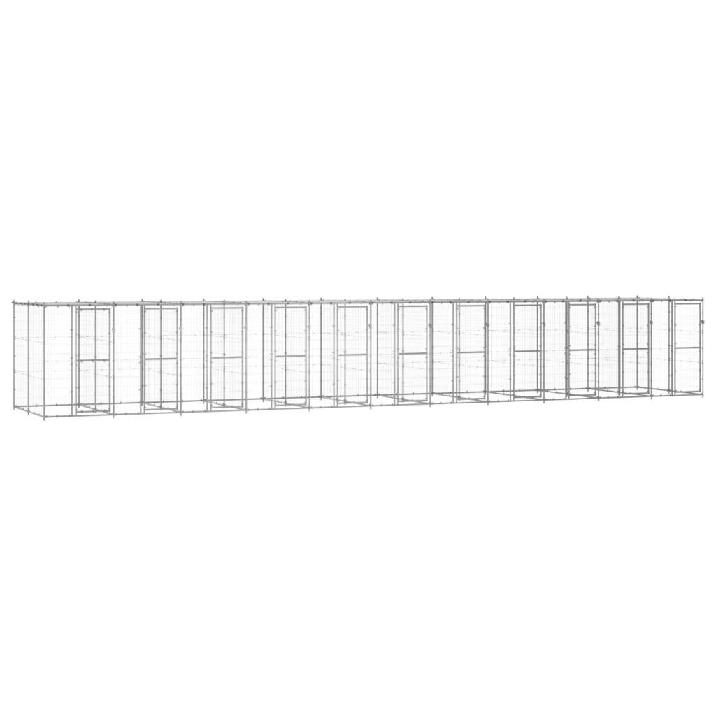 Udendørs hundebur med tag 26,62 m² galvaniseret stål