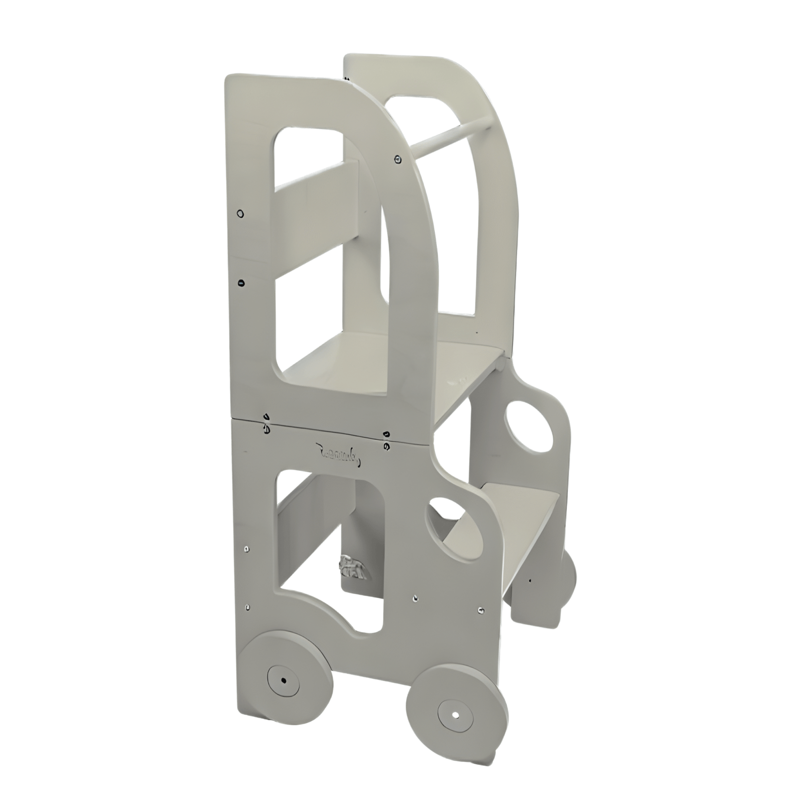 Køkkentrappe / montessori-læringstårn: bord, stol og trappe i ét til barn, grå